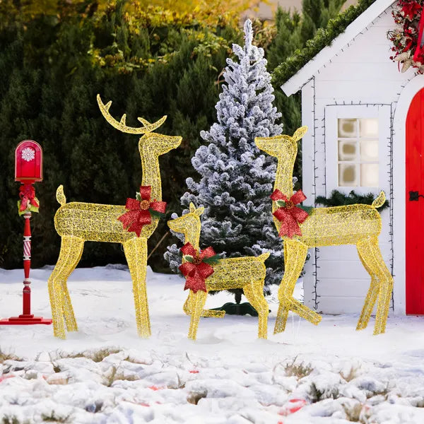 Lighted Christmas Reindeer Family Set - 3-Piece Outdoor Decor