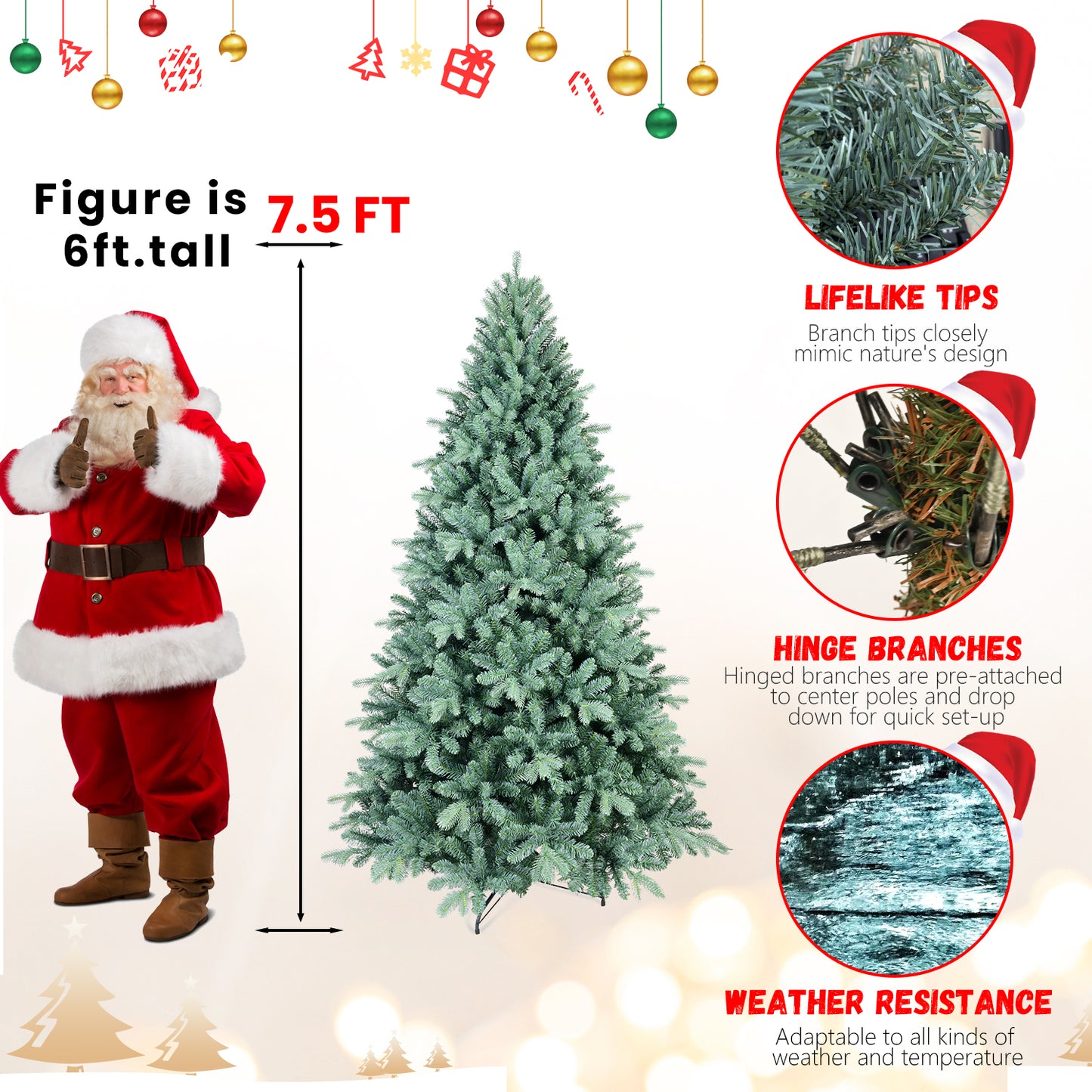 Blue PE/PVC Hybrid Christmas Tree - Multiple Heights Available