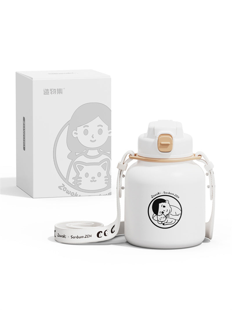 Large Capacity Cute Belly Cup - Food Grade PP and Stainless Steel Drinkware