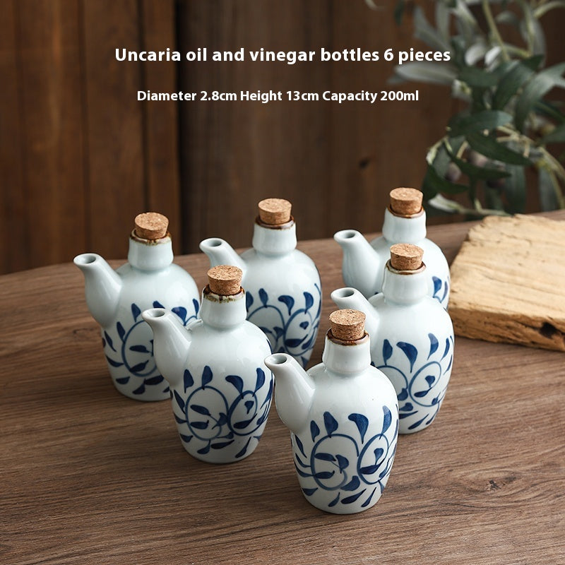 Ceramic Soy Sauce Bottle Set - Retro Chinese Style, 200mL Capacity, Multiple Quantities