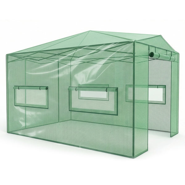 8x12ft Foldable Greenhouse Shed - Plastic Sprayed Iron Mesh
