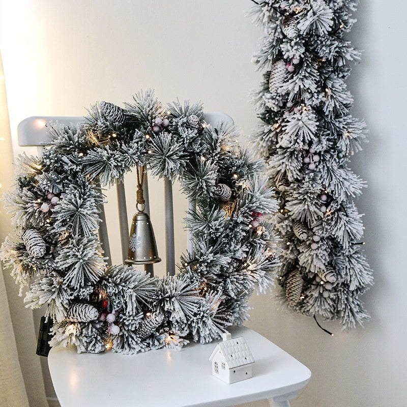 Encrypted Flocking Christmas Garland - Window Decoration for Holiday Festive Decor