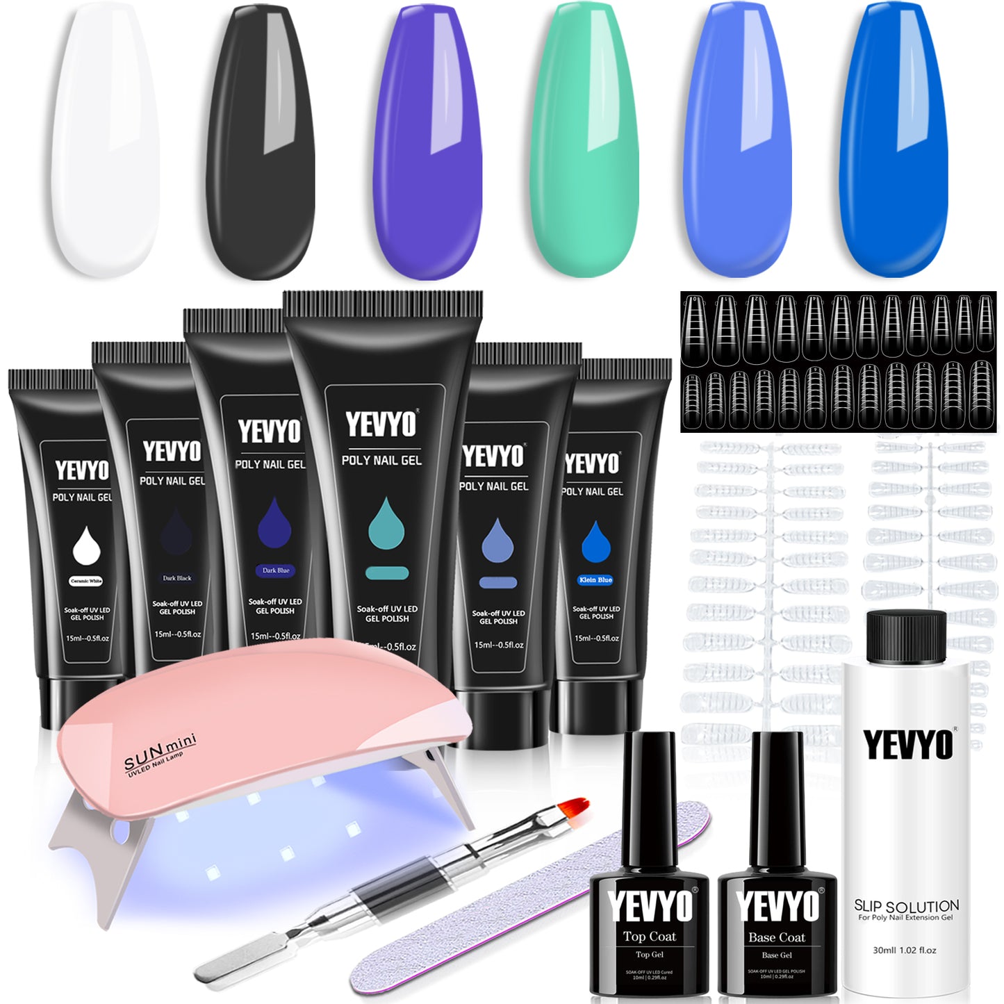 6-Color Polygel Nail Extension Kit with UV Lamp & Complete Starter Tools