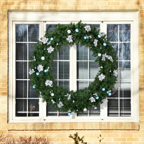 60-Inch Pre-Lit Christmas Wreath with 220 LED Lights & DIY Ornaments