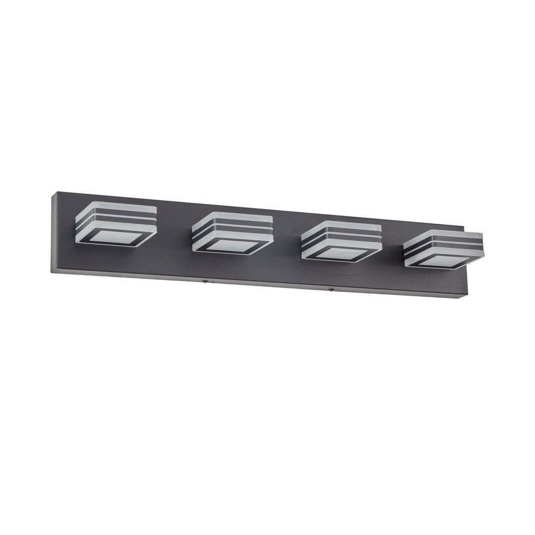 Modern 4-Light LED Vanity Wall Light Fixture with Square Acrylic Shades