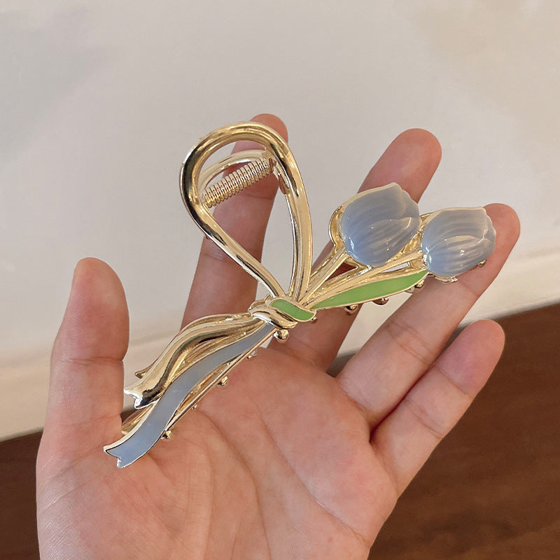 Elegant Tulip Metal Hair Grip Set - Women’s Hair Accessories, Multiple Colors