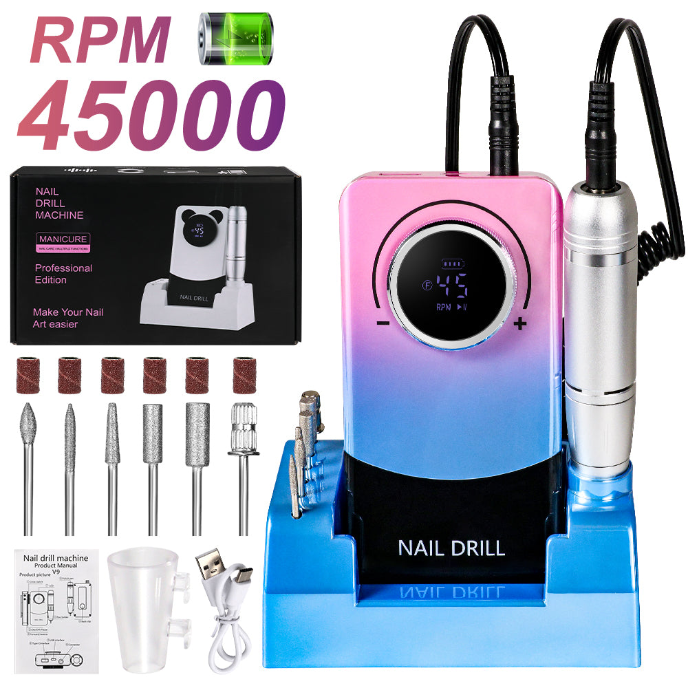 Professional Electric Nail Drill Kit - 45,000 RPM Rechargeable Nail File
