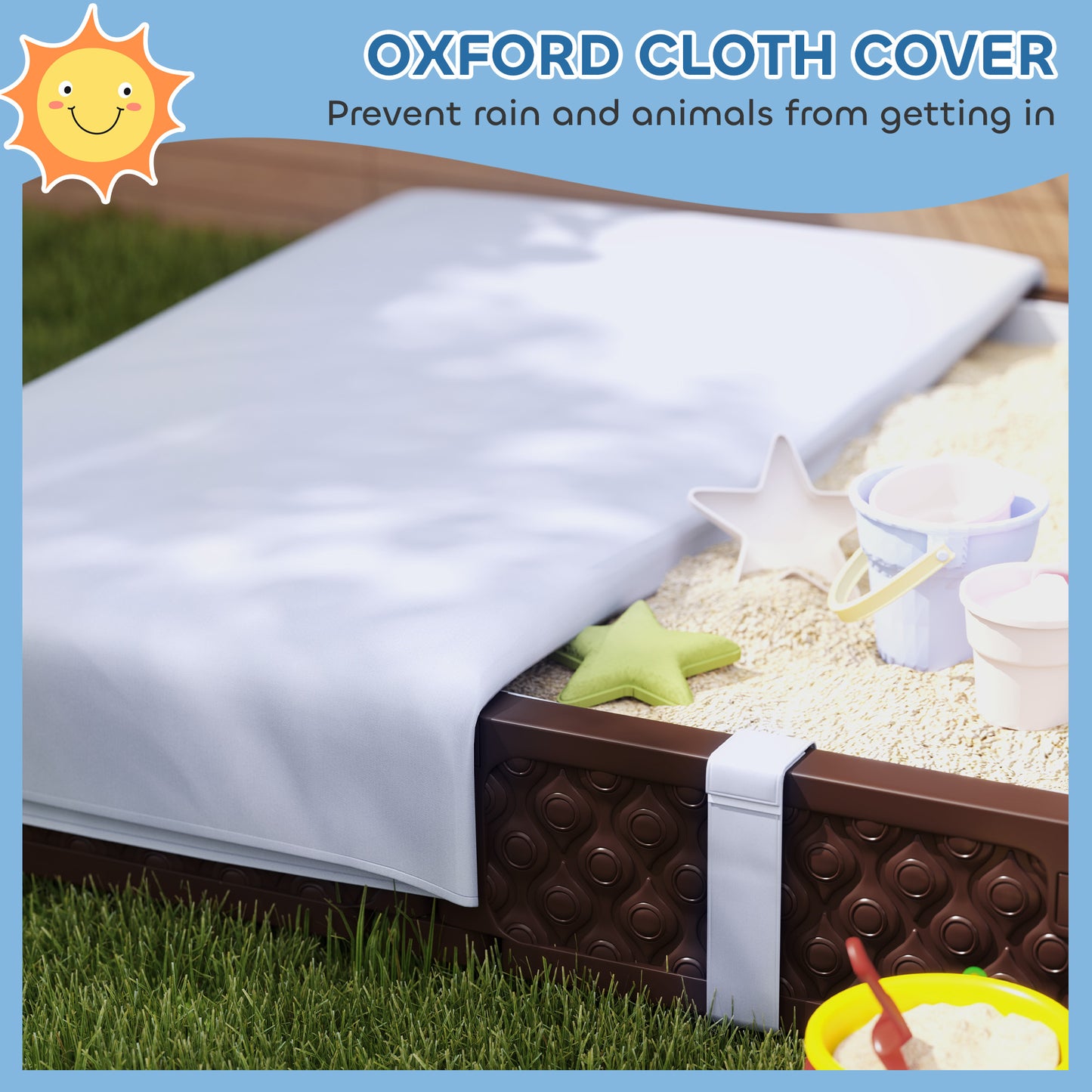 Kids Sandbox with Cover and 4 Seats - Dark Brown