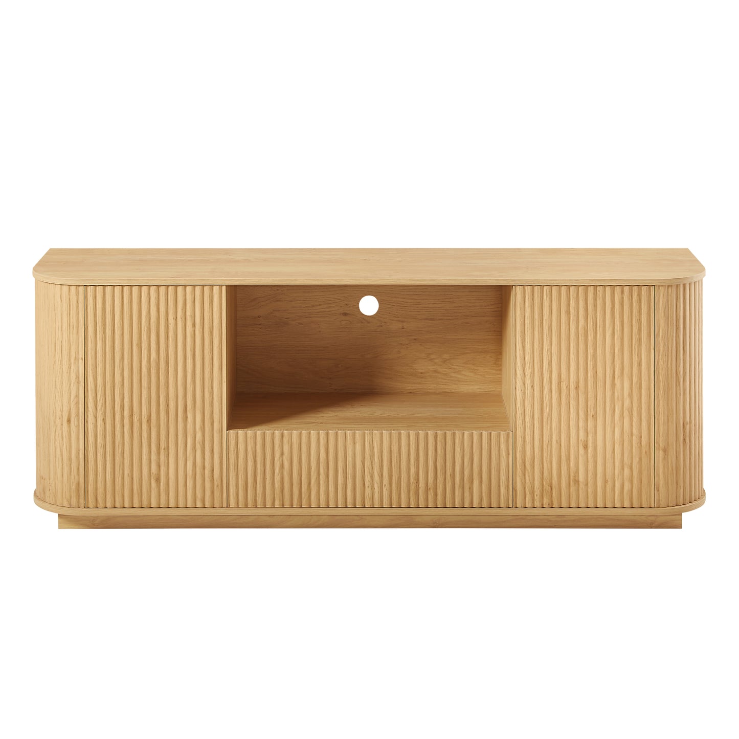64-Inch Wavy TV Stand - Modern Storage Cabinet in Natural