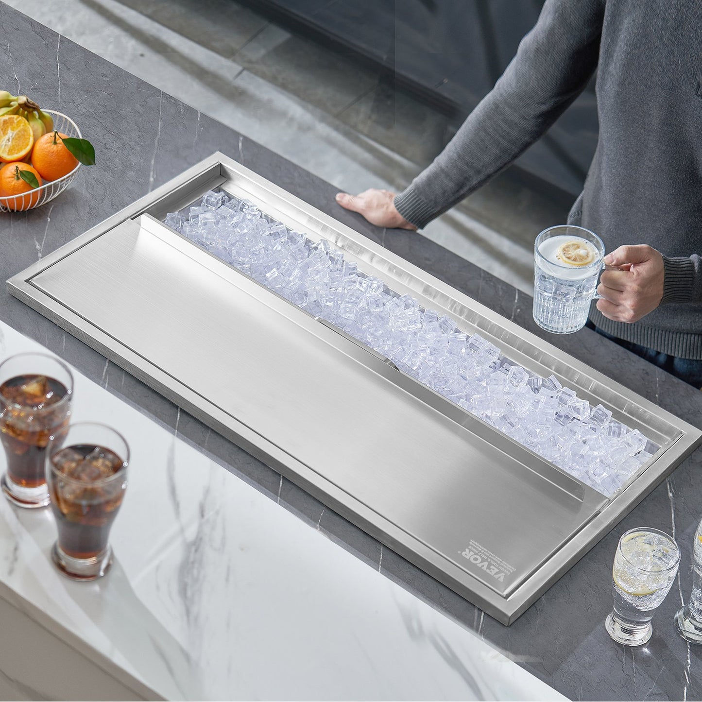Drop-In Stainless Steel Ice Bin - 40.9 Qt Outdoor Cooler