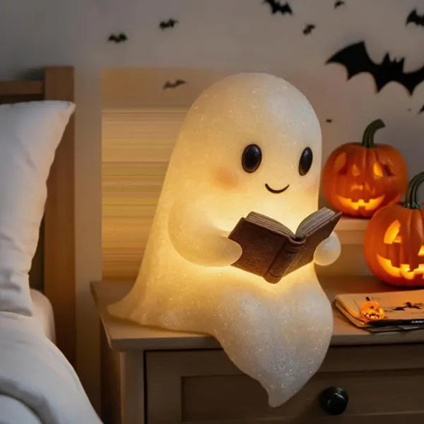 Cute Ghost Reading Lamp - Battery-Powered Night Light Decor