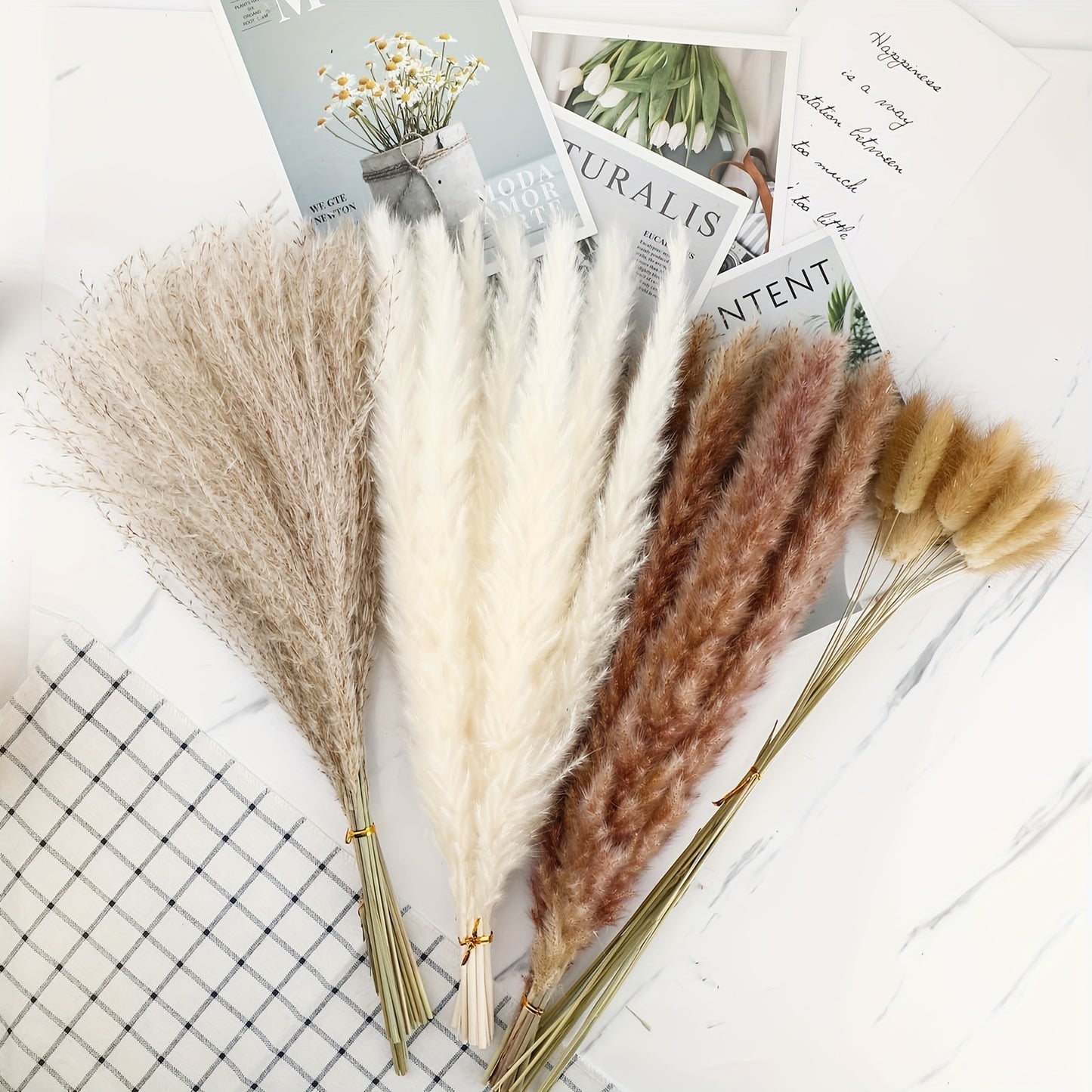 Dried Flower Bouquet - Preserved Grass Flower Arrangement for Home Decor