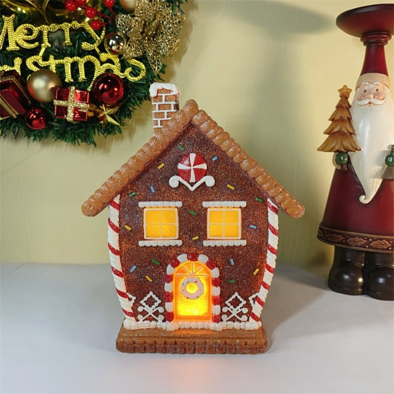 Christmas Gingerbread Man Decoration with Light - Resin Holiday Ornament
