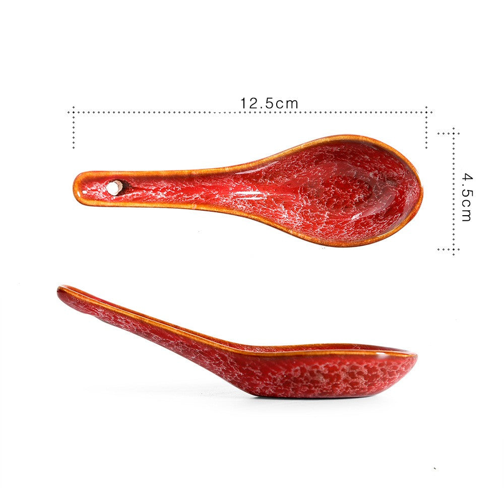 Ceramic Long Handle Spoon Kitchen Utensil Household Cooking Tool