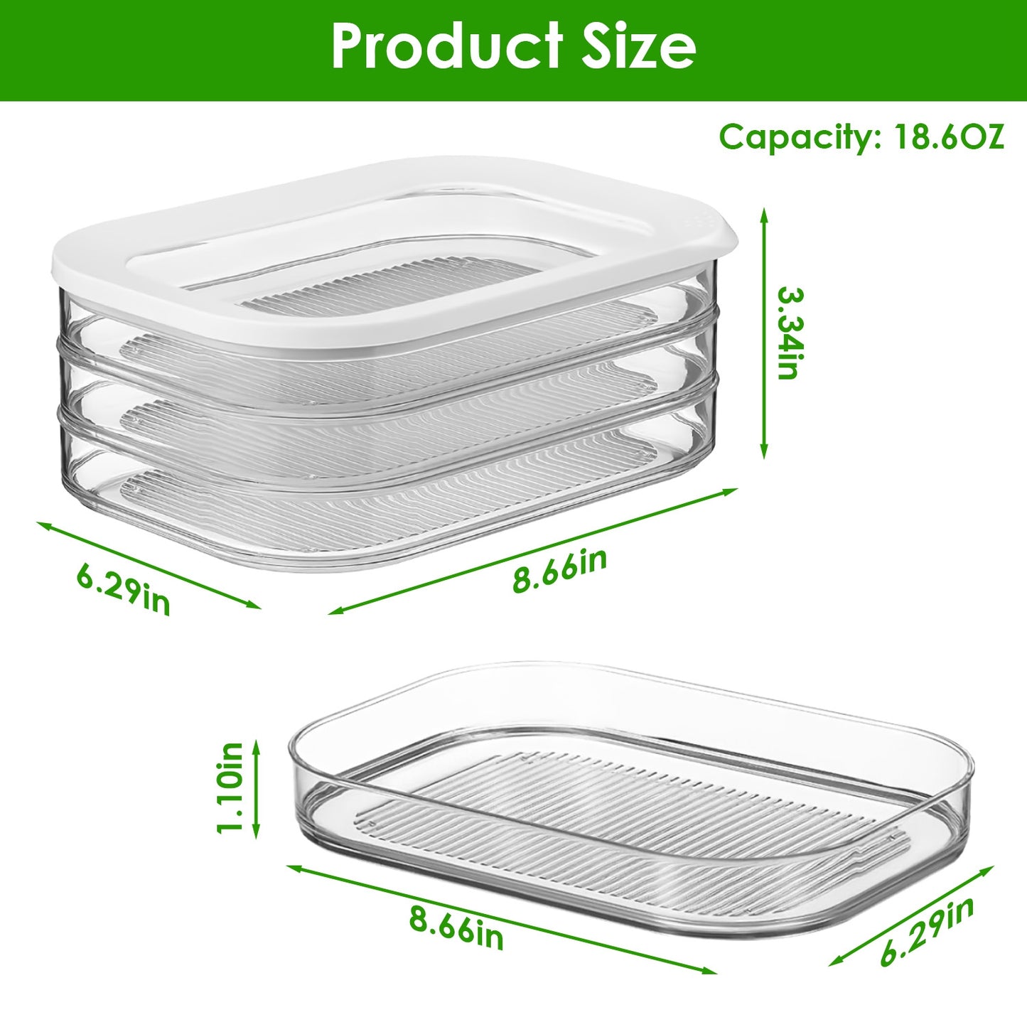 Stackable Deli Meat Container Set - 2 Pcs with Lid
