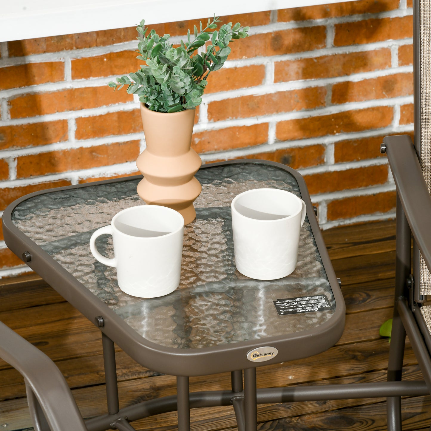 Outdoor Glider Chair with Coffee Table - 2-Seat Rocking Loveseat