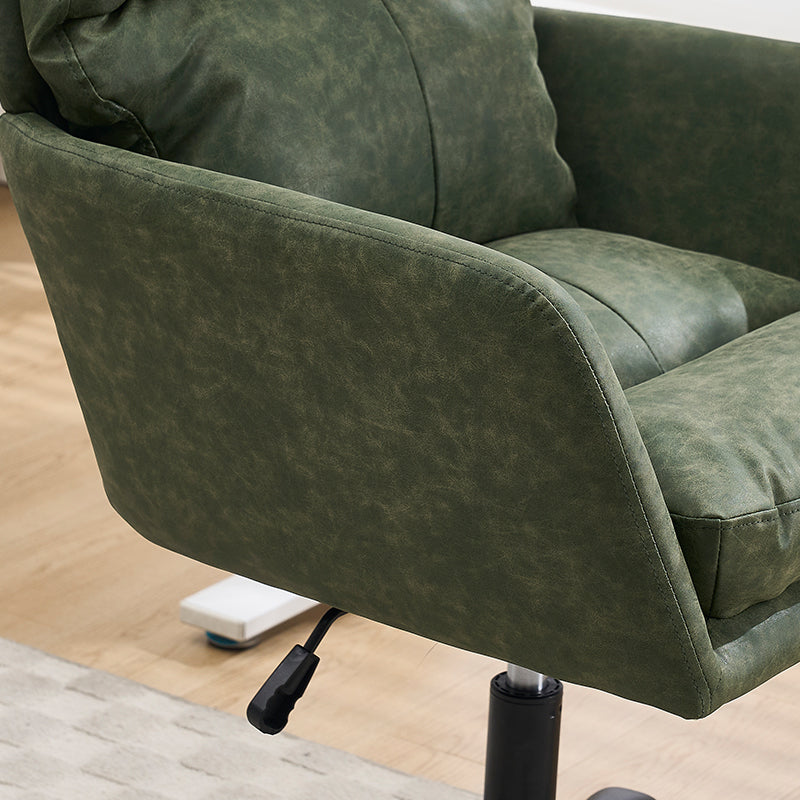 Adjustable Green PU Leather Office Chair with Black Base