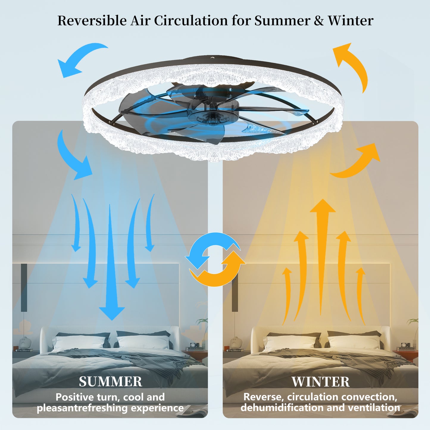 Modern LED Ceiling Fan Light with Remote Control - Black