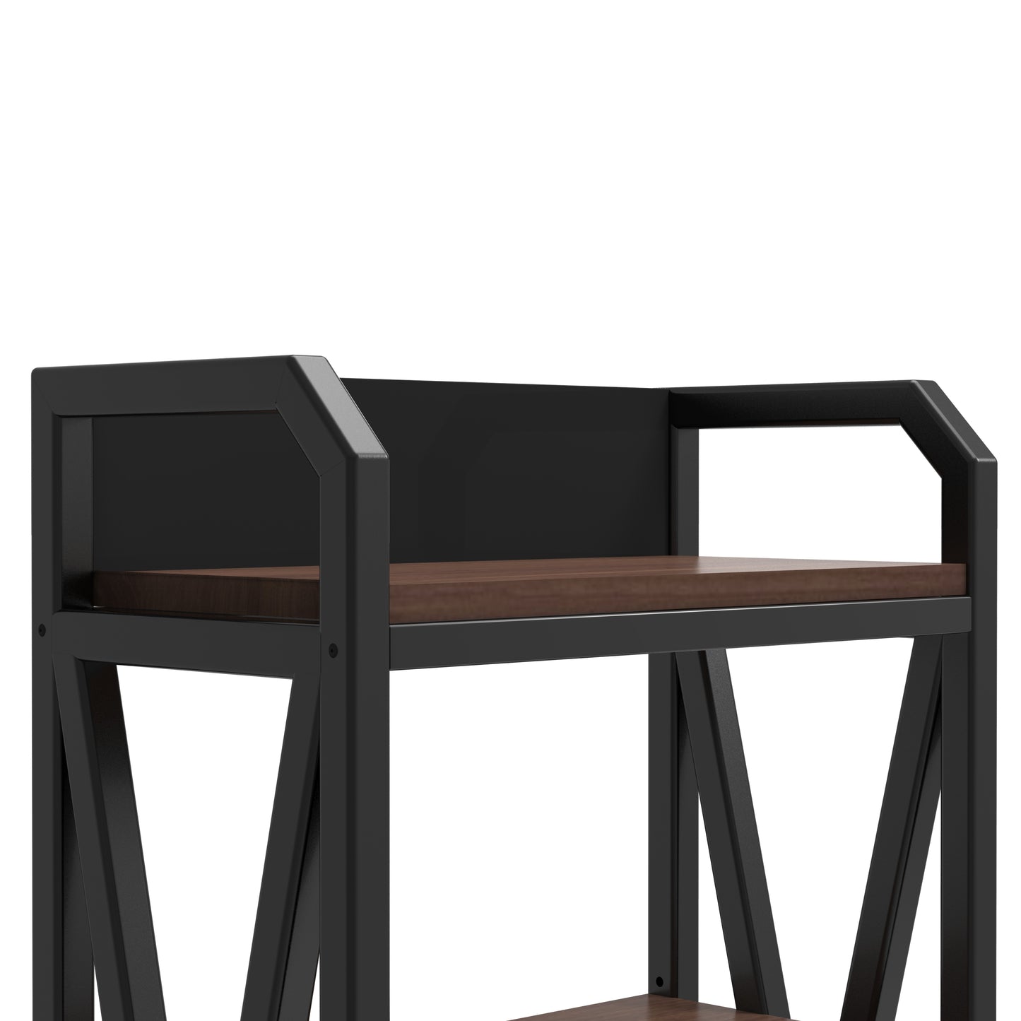 Black 56.3-Inch Metal & Wood Kitchen Storage Rack with 4 Adjustable Shelves