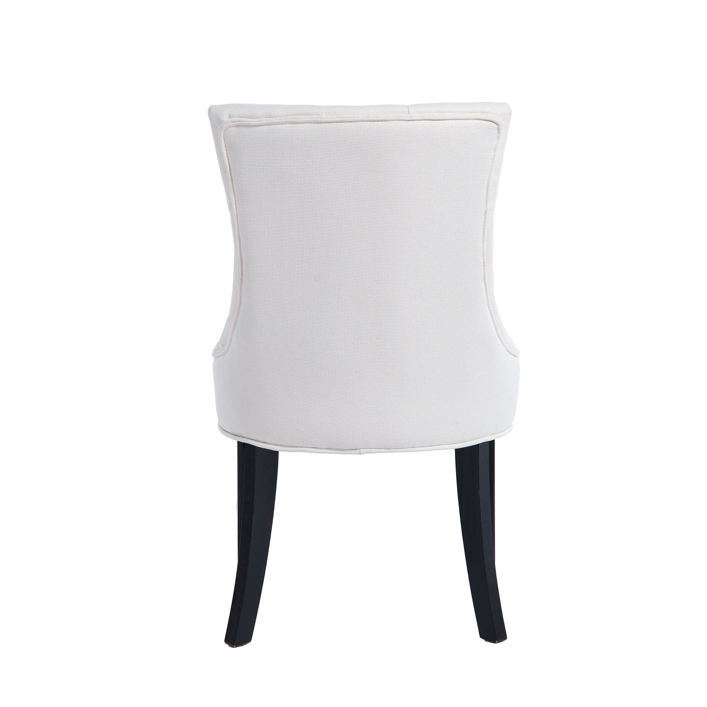 Modern Tufted Dining Chairs - Set of 2 Linen Upholstery Beige
