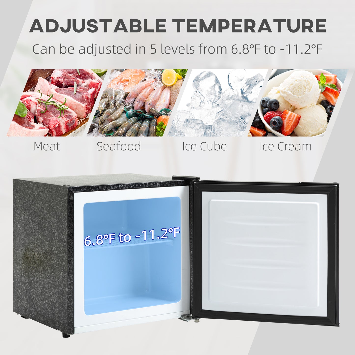 Mini Countertop Freezer 1.1 Cu Ft Compact Upright with Reversible Door Black