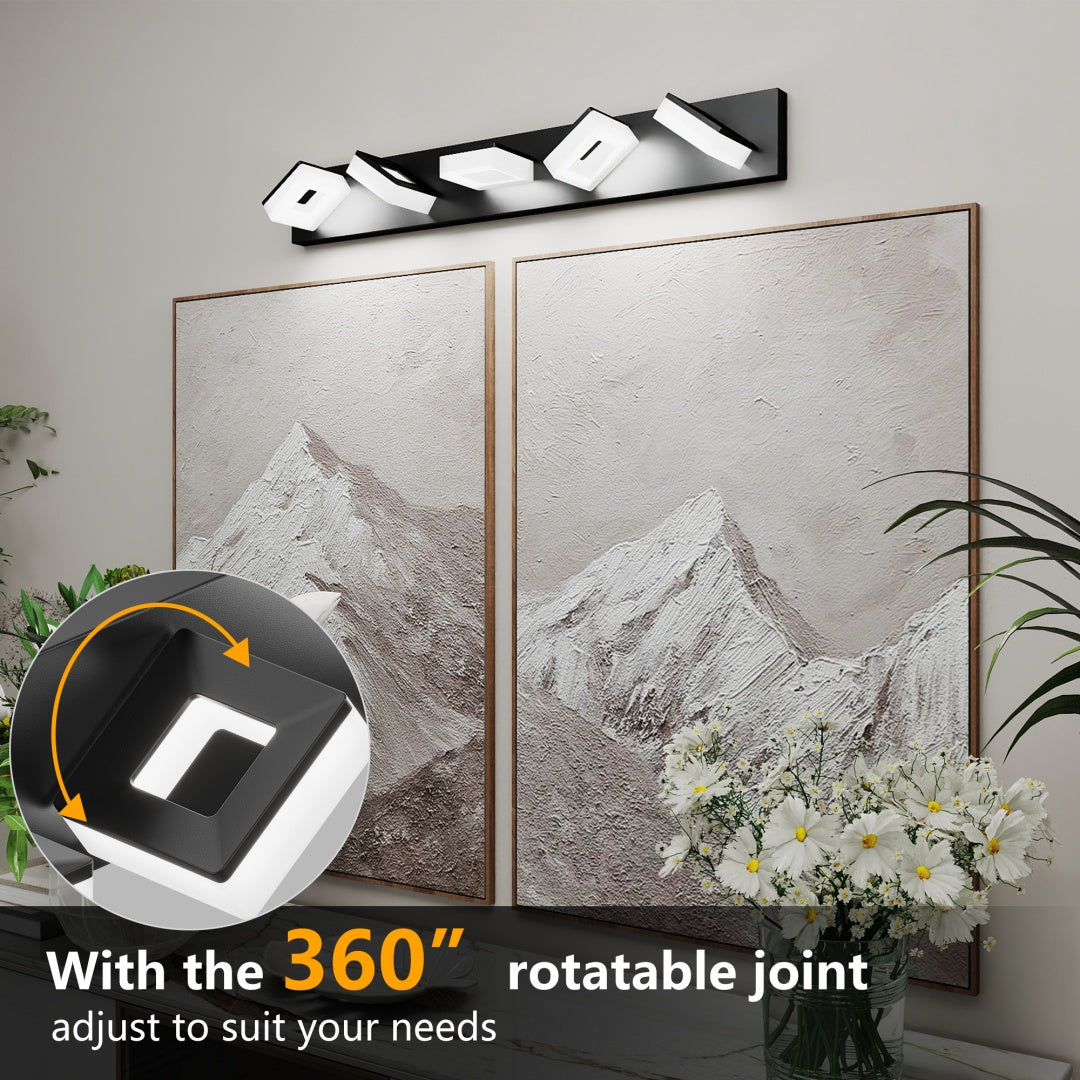32-Inch LED Bathroom Vanity Light Fixture - 5-Light, Matte Black