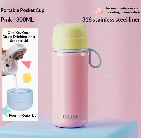 Mini Stainless Steel Water Bottle Pocket Thermos Compact Portable Drinkware
