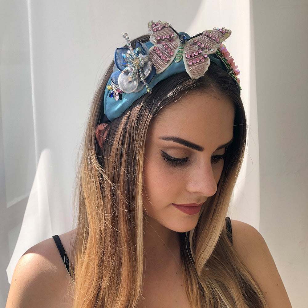 Butterfly Headband With Diamond & Sequin Beads