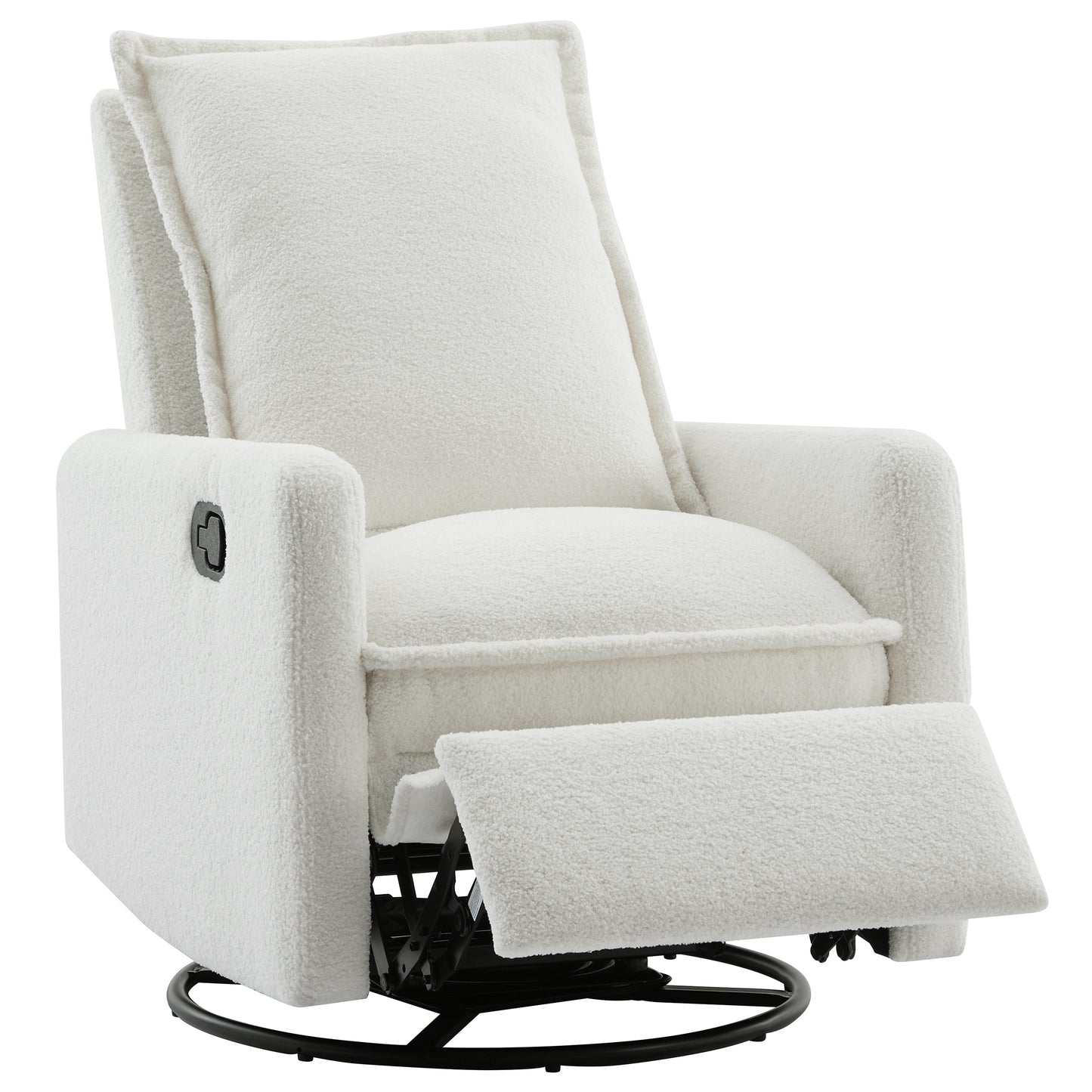 Swivel Rocker Recliner Chair - Teddy Fleece in White