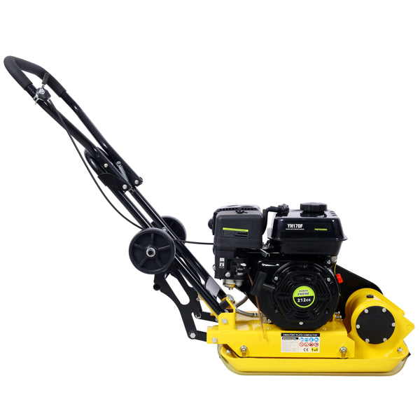 Gas Powered Plate Compactor 7.0 HP 5500PPM with Steel Plate & Wheels