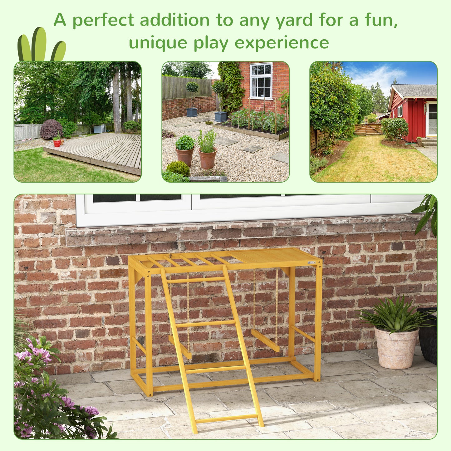 Wooden Chicken Activity Play Set with Swing, Perches & Ladder - Natural