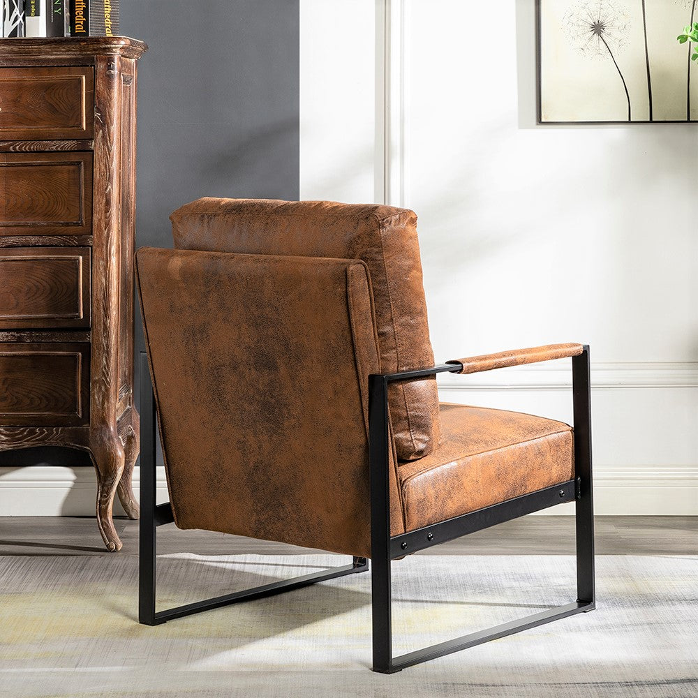 Classic Mid Century Modern Accent Chair With Durable Square Metal