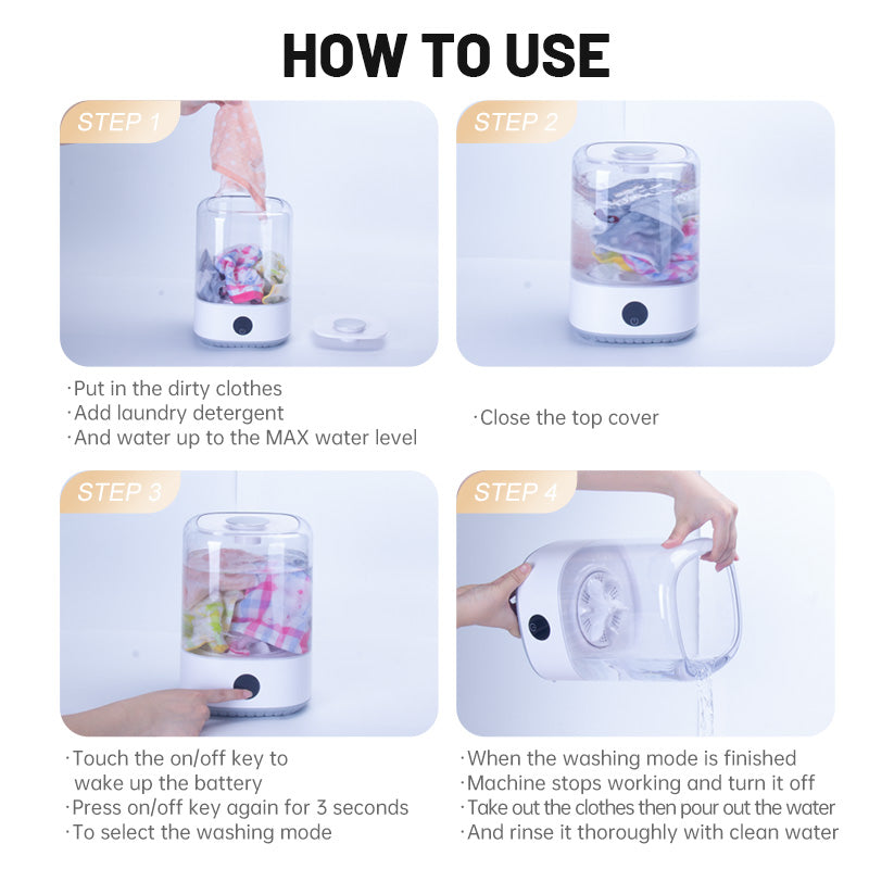 Portable Mini Washing Machine 6L Cordless Rechargeable for Camping & Travel