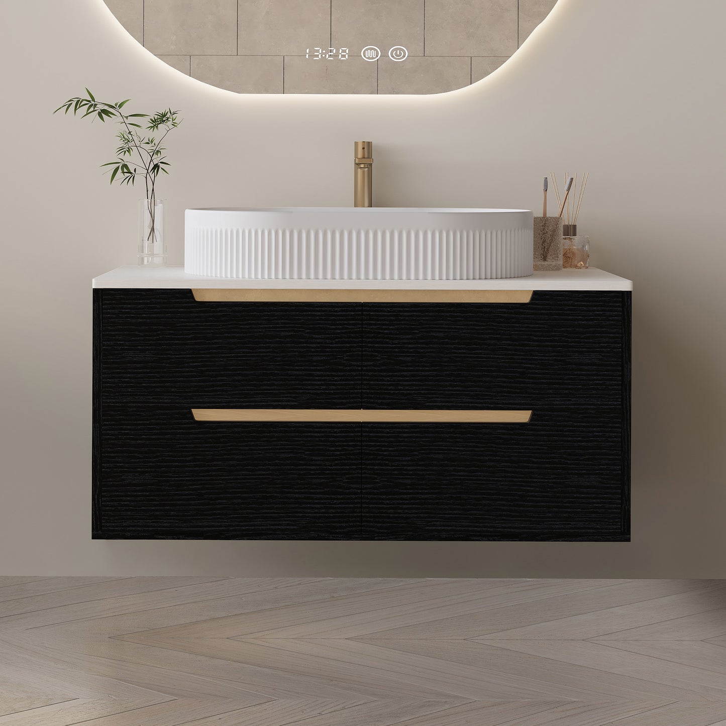 36 Inch Bathroom Vanity with Integrated Ceramic Sink & Soft-Close Drawers
