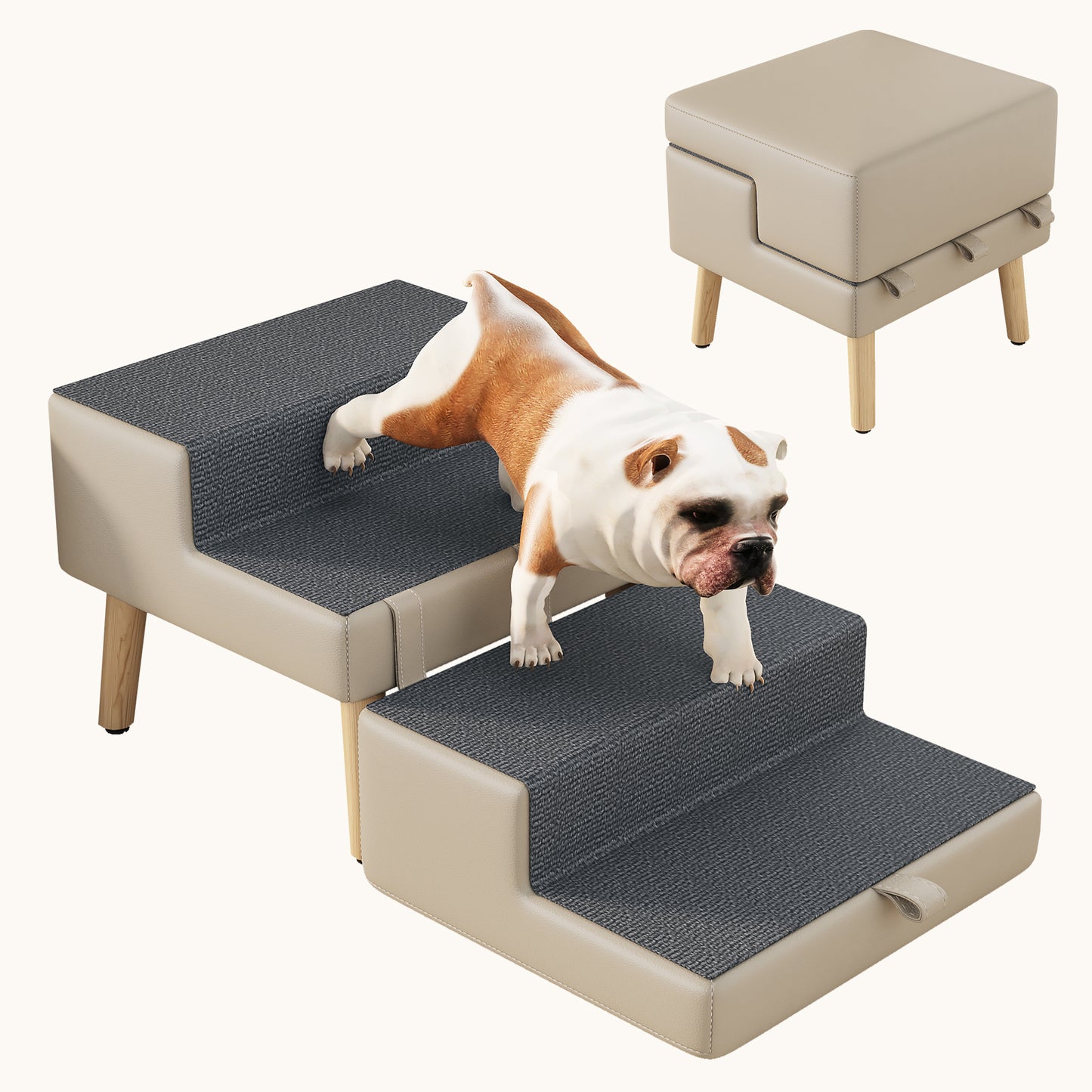 Foldable 4-Step Dog & Pet Stairs Ramp for Sofa Bed - Support Up To 220lbs