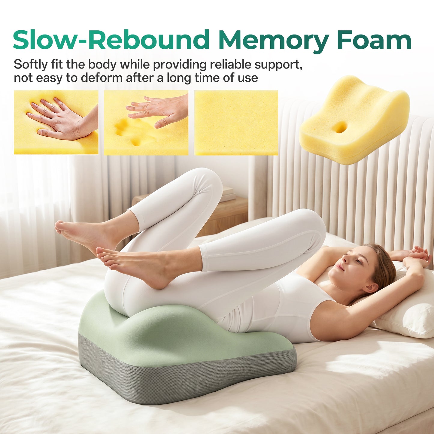 Ergonomic Memory Foam Sex Pillow for Couples - Green