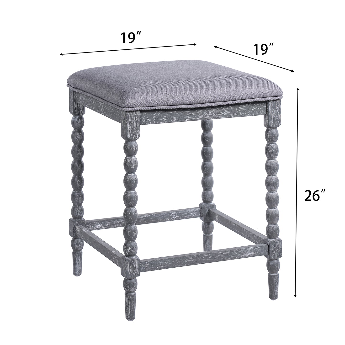 26Counter Stools,Set Of 4 With Upholstered Seat, Solid Acacia Wood
