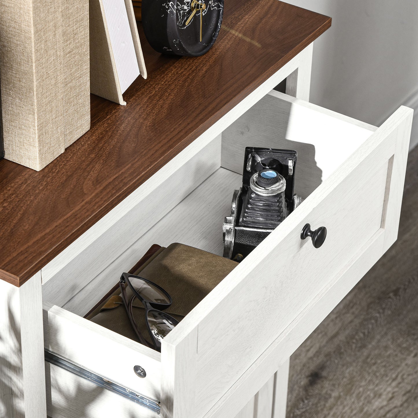 Farmhouse Sideboard Storage Cabinet with Doors & Drawer - White