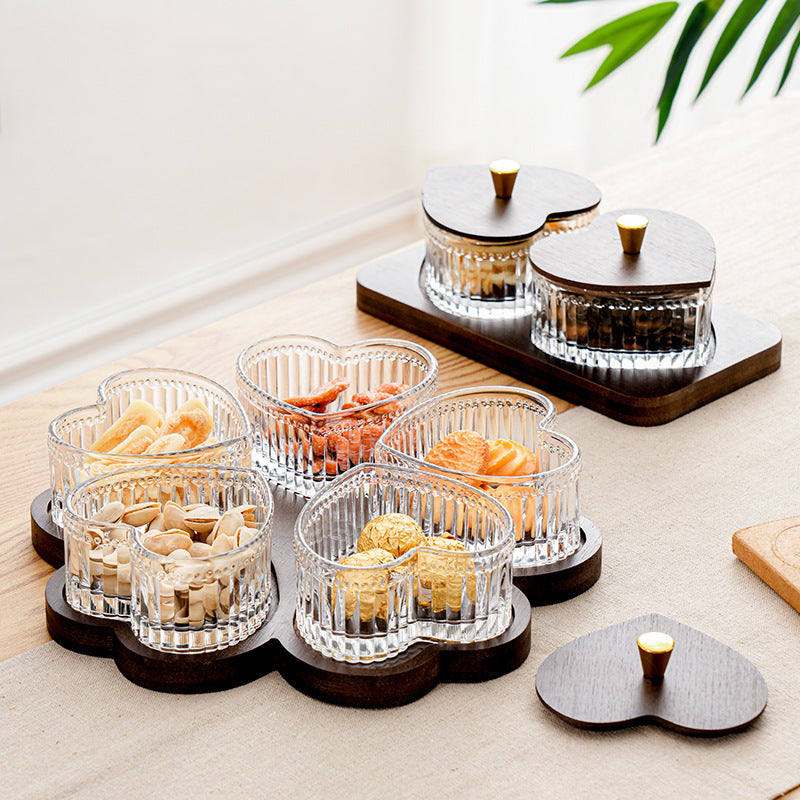 Glass Food Storage Container with Multiple Grids - Retro Style Kitchen Organizer