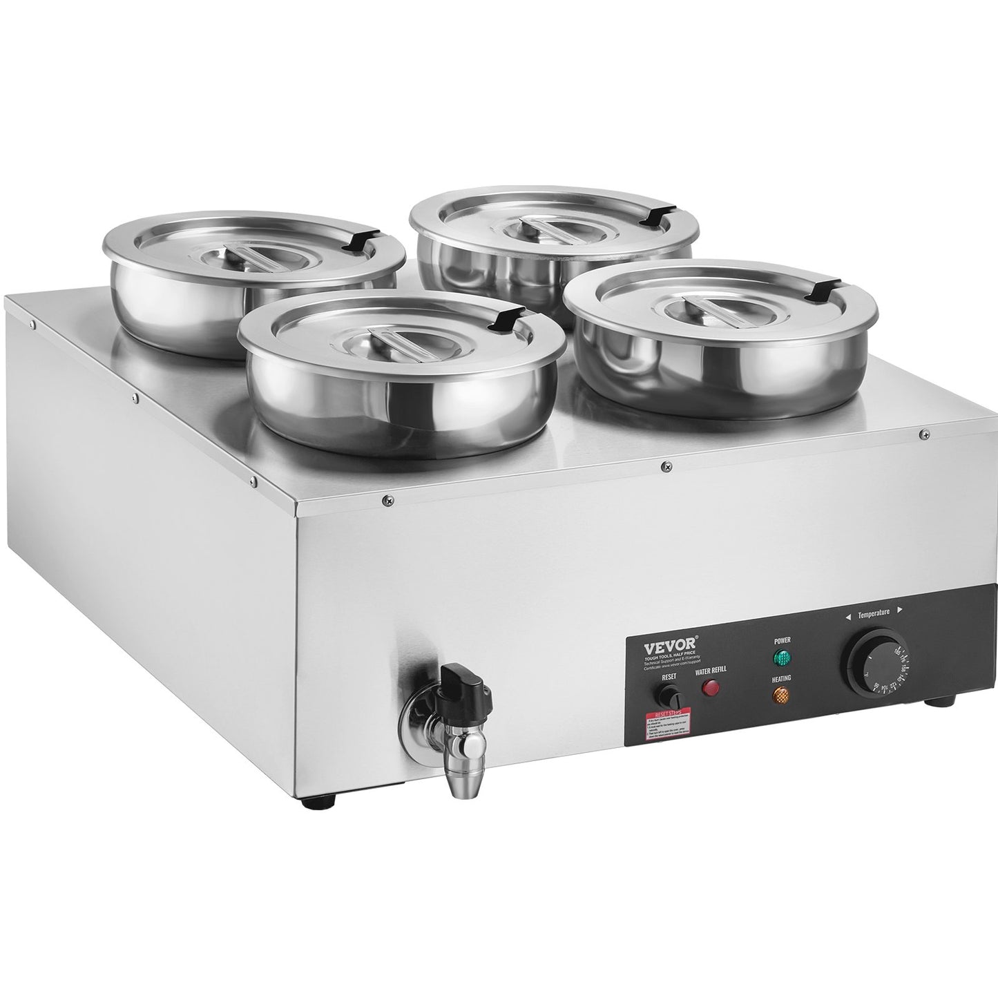 Electric Soup Warmer 4 Qt Stainless Steel Buffet Food Warmer Adjustable Temp 1500W