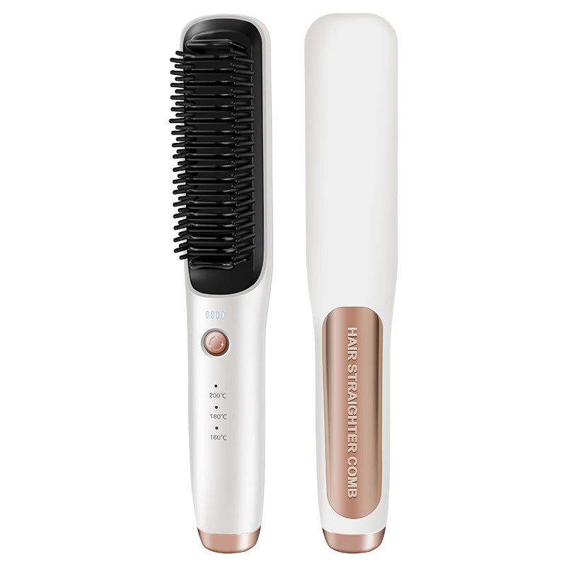 Dual-Use Wireless Hair Comb and Straightener for Curly and Straight Hair