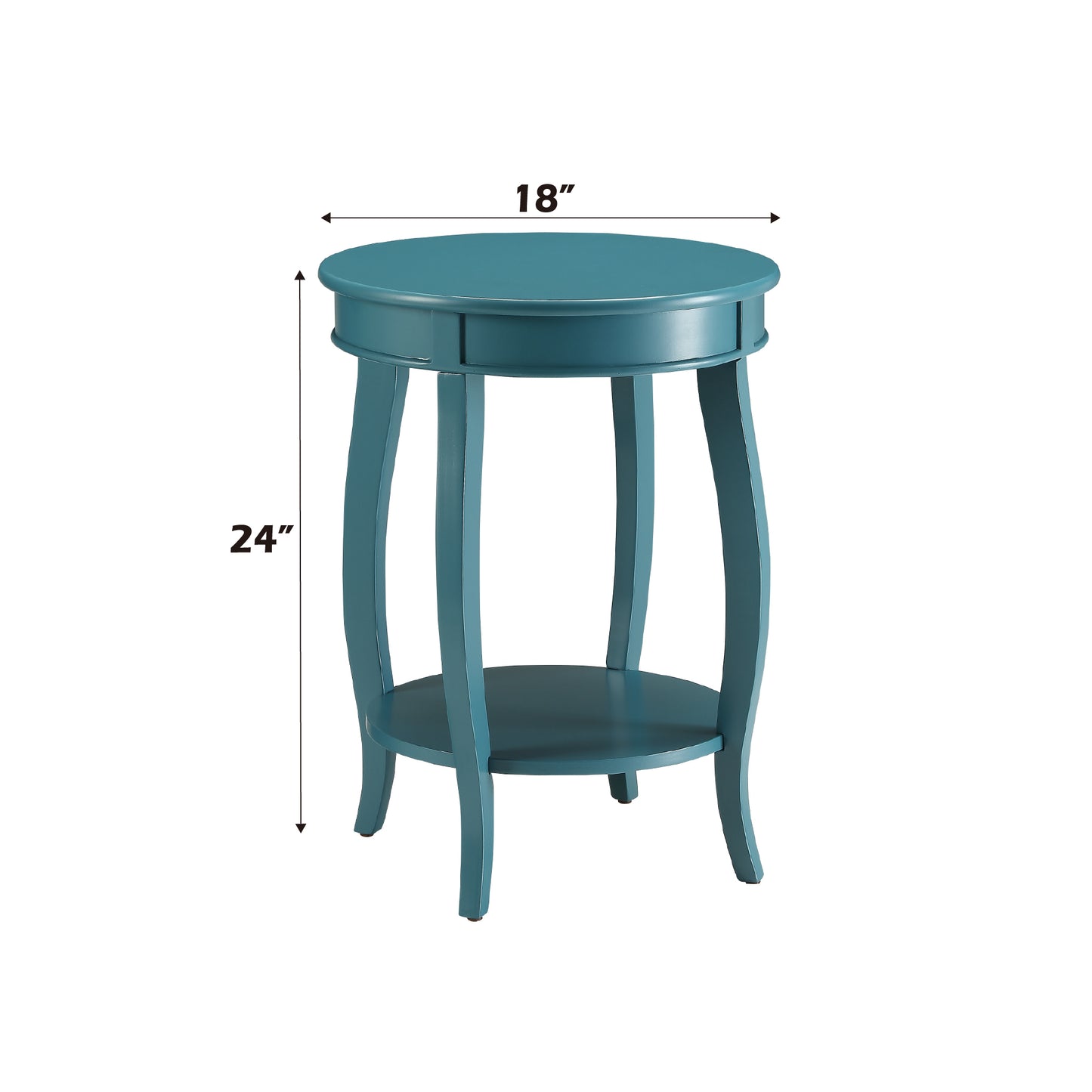 Teal Finish Accent Table with Open Storage Shelf