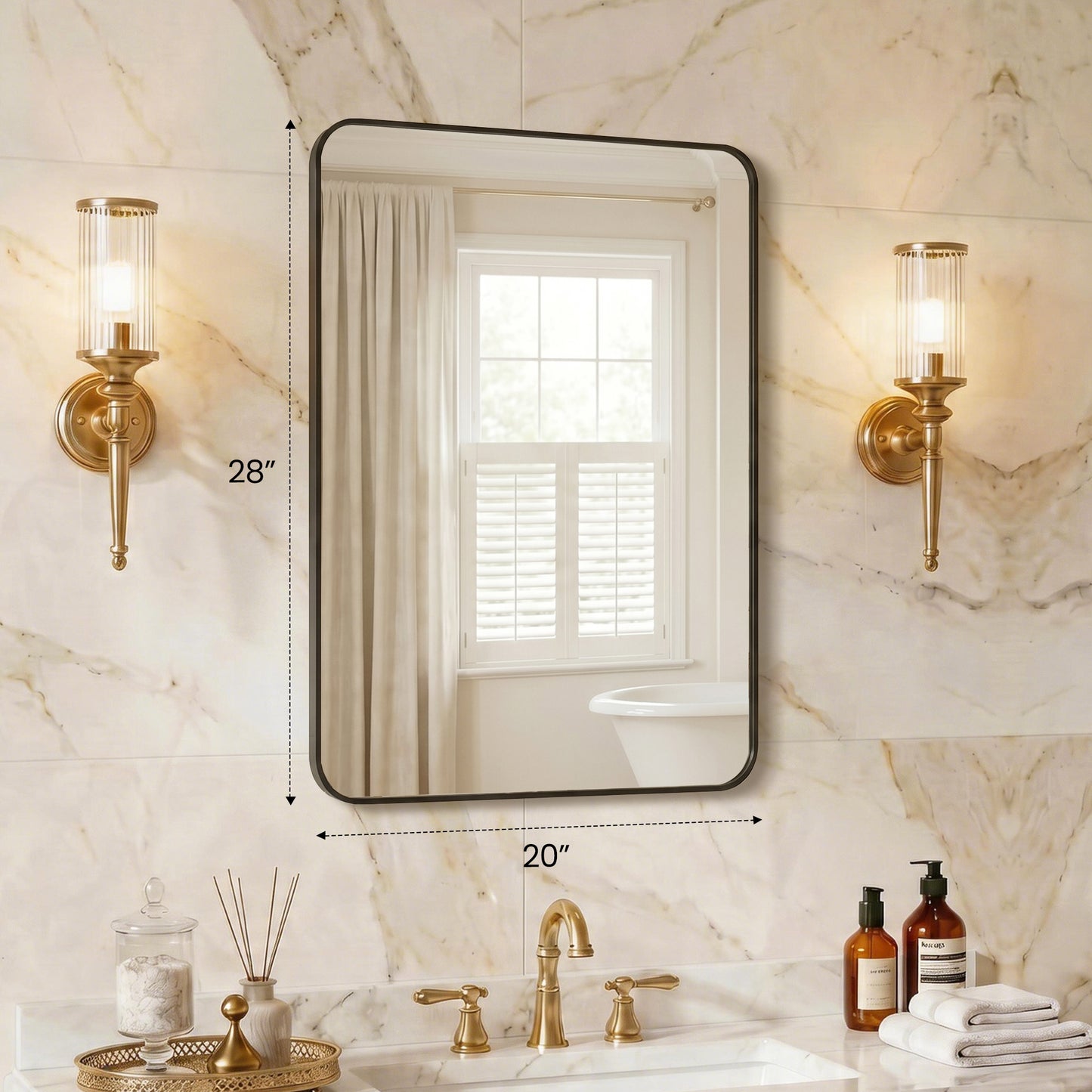 Rectangular Wall Mirror with Metal Frame - Multiple Sizes and Finishes