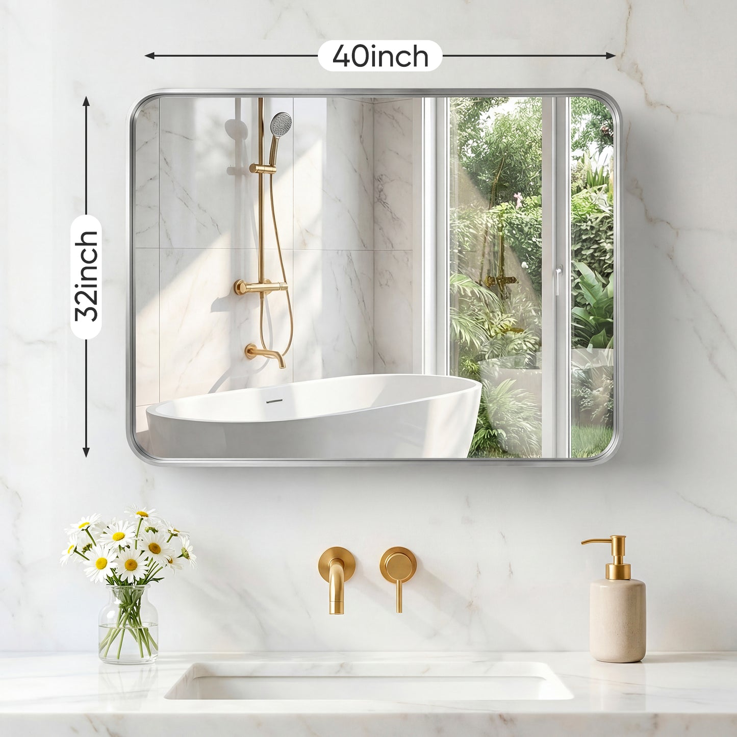 Rectangular Metal Frame Wall Mirror - Modern Decorative Home Decor