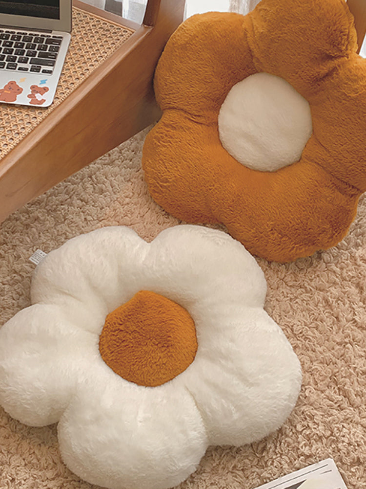 Fluffy Flower Seat Cushion - Plush Floor Sofa Throw Pillow for Bedroom & Office