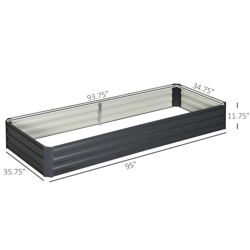 Galvanized Raised Garden Bed for Vegetables Flowers Herbs 95" L Gray