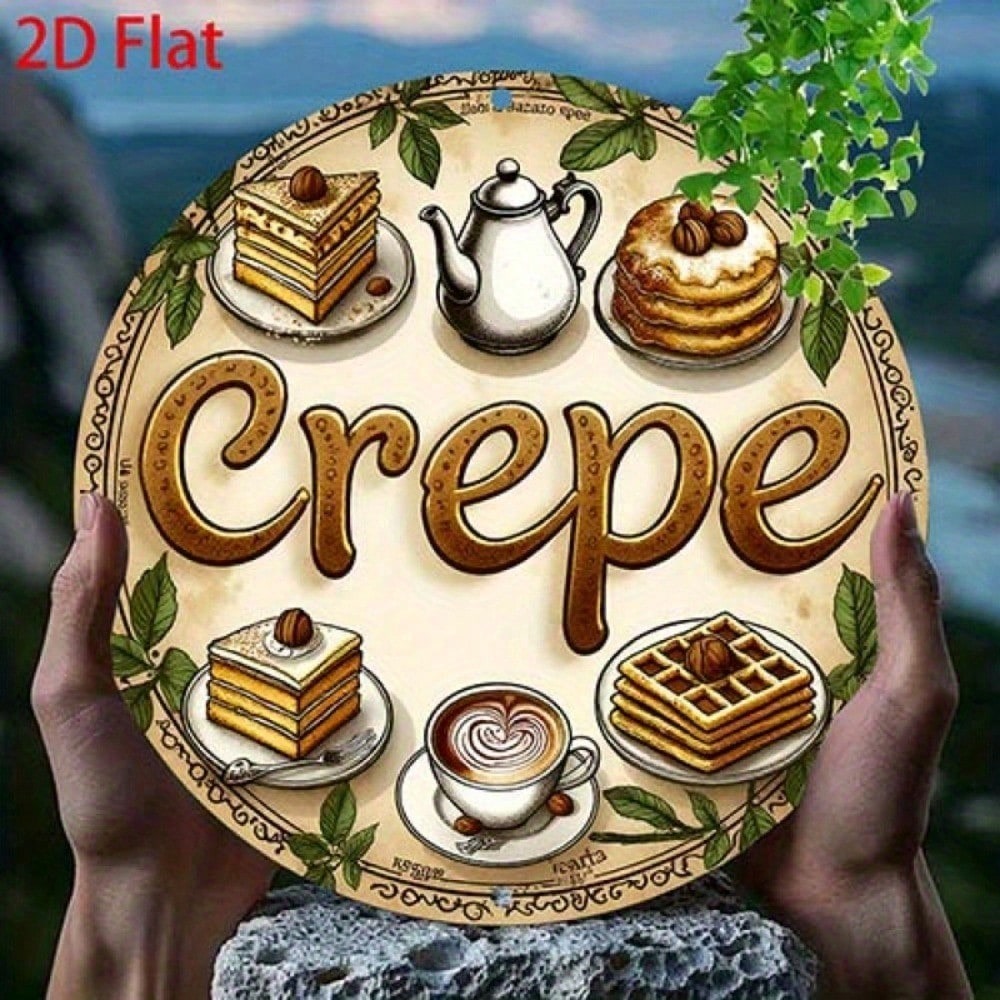 Vintage Round Metal Sign - Dessert Coffee Tea Pastries 8in