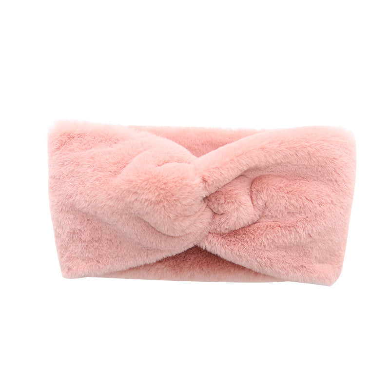 Women's Plush Wide Elastic Knotted Sports Headband - Hair Scarf for Active Wear