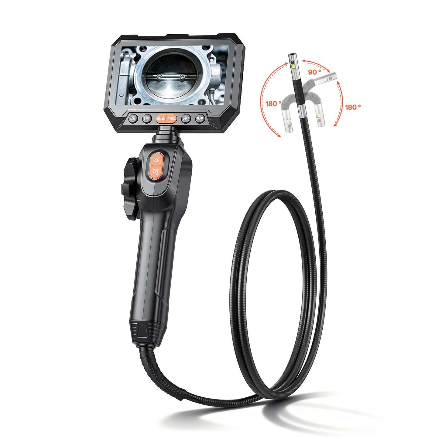 Dual-Lens Articulating Endoscope Inspection Camera 1080P HD Industrial Borescope - Wall, Automotive, Engine Inspection - 4.9FT