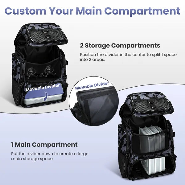 42L Fishing Backpack - Large Capacity Tackle Storage Bag with Rod Holders